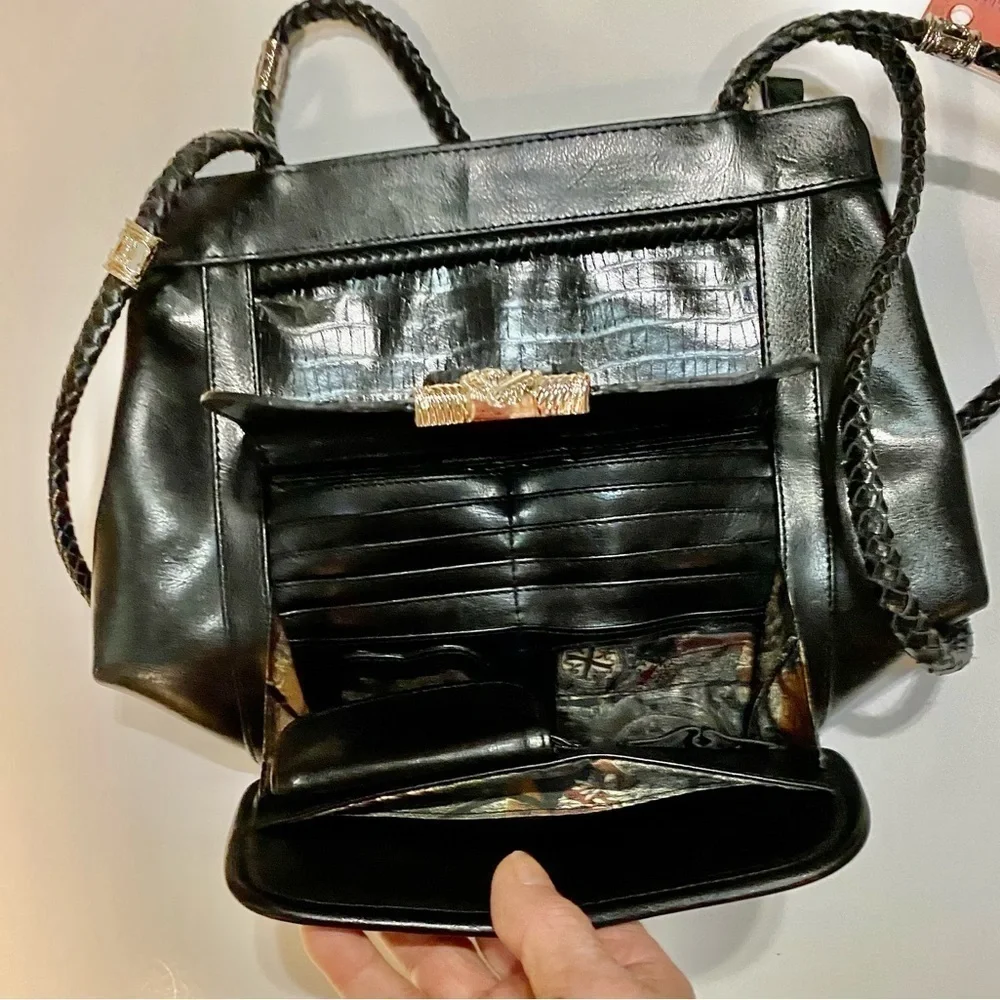 Black Women's Shoulder Bag with Braided Strap